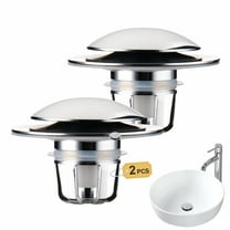 Bathroom Sink Drain Stopper with Hair Catcher ,Chrome Universal 2-in-1 Pop up Brass Sink Stopper Plug Strainer ,Fits 1-1/8" to 1-1/2" Drain Holes ,2 pack