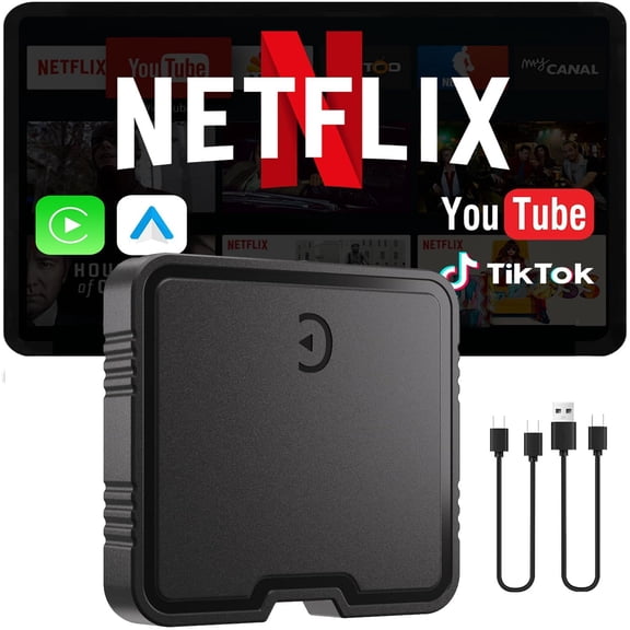 Hieha 2-in-1 Wireless CarPlay & Android Auto Adapter for Factory Wired CarPlay Cars, Plug & Play WiFi Bluetooth Dongle with Media Playback