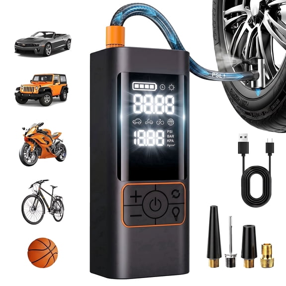 Amener Tire Inflator Portable Air Compressor, 180PSI Cordless Air Pump 6000mAh Battery with Auto Shut-off & LED Light, Tire Pump for Cars, Bicycle, Motorcycles