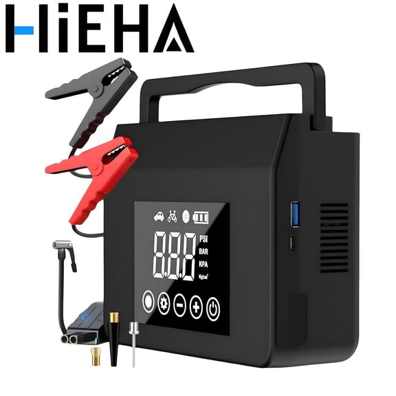 HiehaWinter savior Portable Car Jump Starter, 4000A Car Battery Jump Starter with 150PSI Tire Inflator, 12V Car Battery Jump Starter, 15000mAh Power Bank, with LED Light