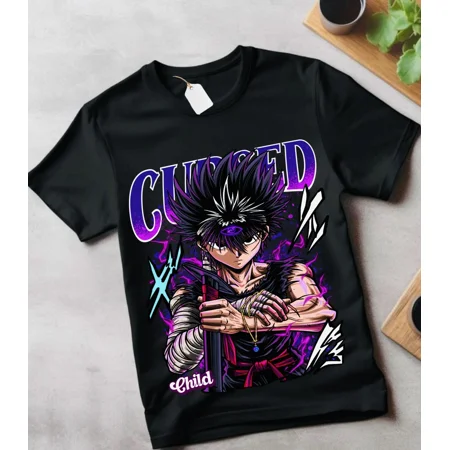 Hiei Yu Yu Hakusho T-shirt Kuwabara Kurama Yusuke Hiel Anime Manga Black Shirt