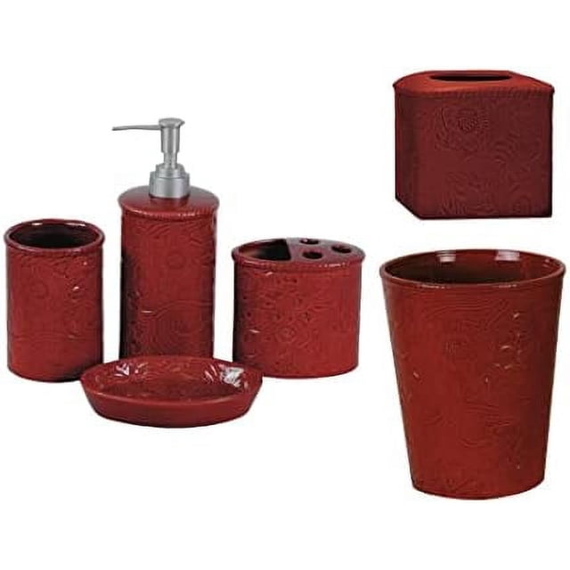 Hiend 6 Piece Ceramic Bathroom Set With Soap Dispenser, , Toothbrush