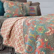 Hiend Accents Unisex Abbie Western Paisley Reversible 3-Piece Full/Queen Quilt Teal One Size