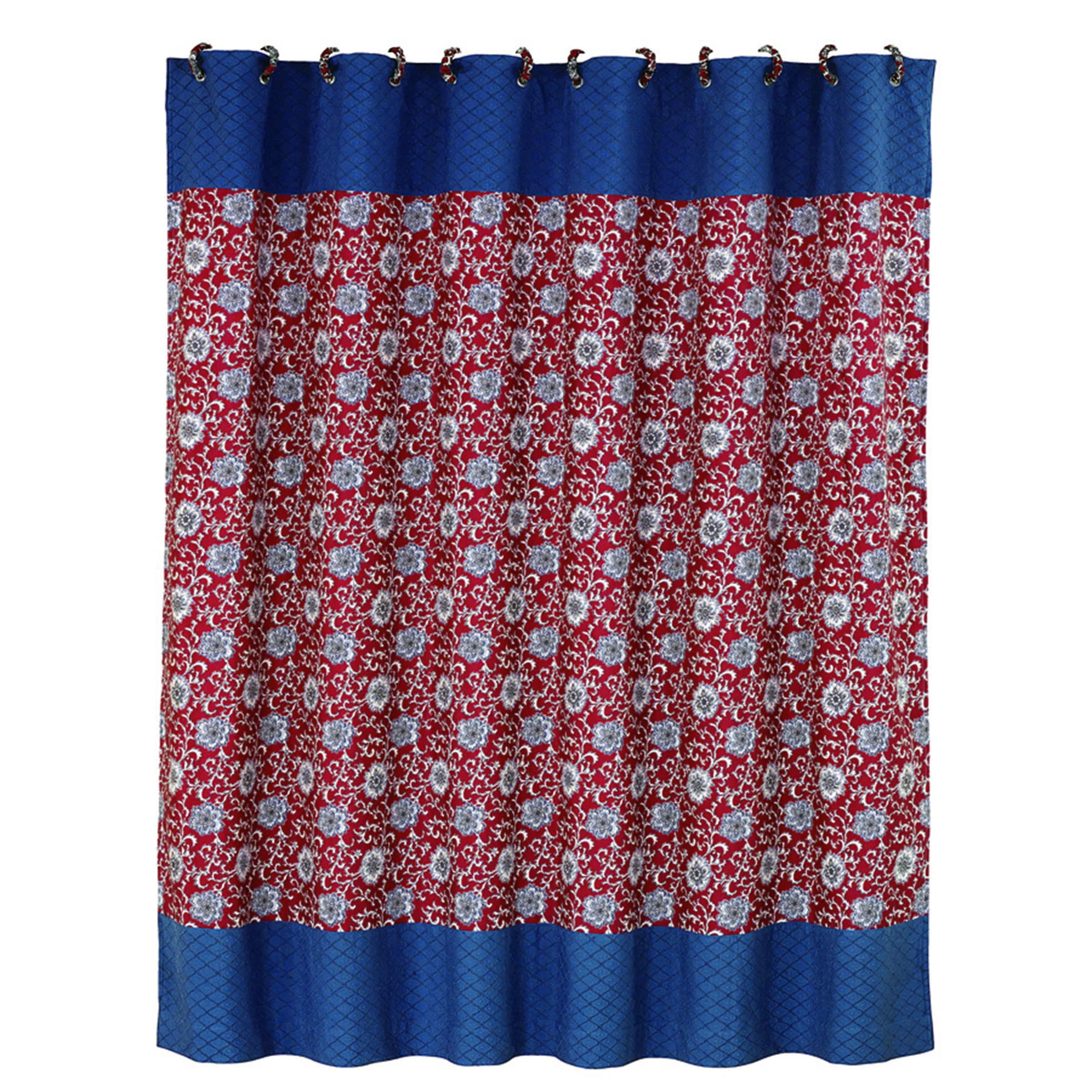 Bandera Blue Floral Cotton Shower Curtain