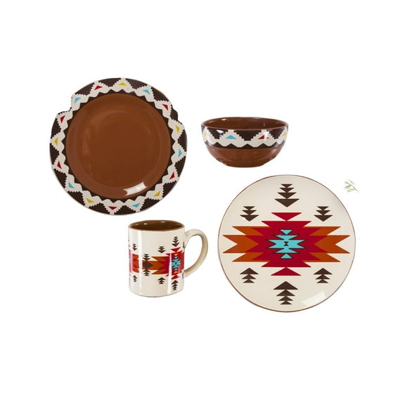 Hiend Accents Unisex Del Sol Ceramic Dinnerware Set 16 Piece Red One Size