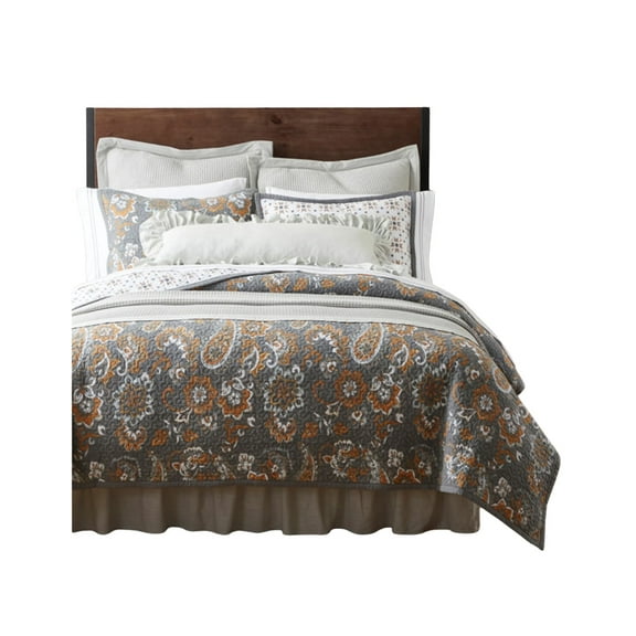 Hiend Accents Unisex Gray Abbie Western Paisley Reversible 3-Piece Full/Queen - QN2111-FQ-GY One Size