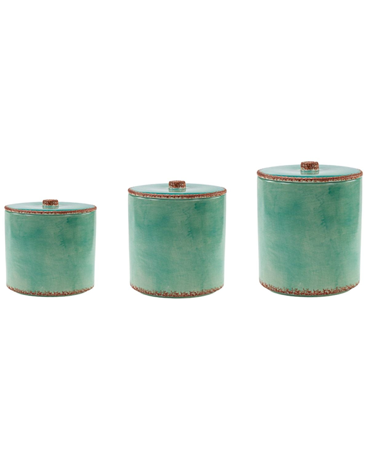 Turquoise Ceramic Canister Set with Lids, 3-Piece