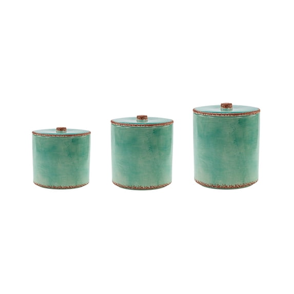 Hiend Accents Unisex Patina Canister Set 3 Piece Turquoise One Size