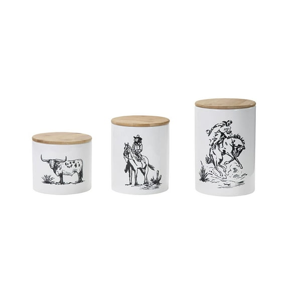 Hiend Accents Unisex Ranch Life 3Pc Canister Set Black/White One Size