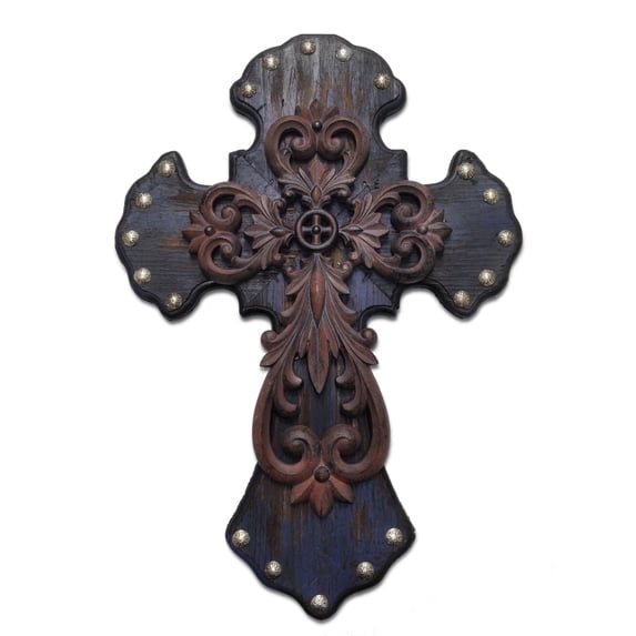 Hiend Accents Unisex Studded Wood Wall Cross With Metal Overlay Multi One Size