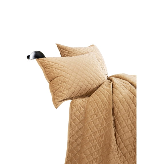 Hiend Accents Unisex Velvet 3Pc Quilt Set Queen Gold One Size