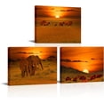 thumbnail image 1 of Hieng 3 Elephant at Sunset Landscape Canvas Wall Art African Animals Picture Prints Nature Sunshine Paintings for Modern Kids Room Bedroom Decorationinch Panel, 1 of 6
