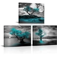 thumbnail image 1 of Hieng 3 Panel Tree Canvas Wall Art Black and White Teal Tree with Full Moon Painting Pictures Prints Artwork for Living Room Bedroom(only canvas), 1 of 6
