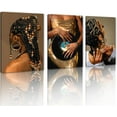 thumbnail image 1 of Hieng 3 Panels Abstract Black Woman Wall Art Modern American African Canvas Prints Painting for Living Room Bedroom Office - 12"x16"x3pcs, 1 of 5