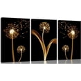 thumbnail image 1 of Hieng 3 Pcs Abstract Golden Dandelion Wall Art black gold Plant Pictures Paintings Artwork Modern minimalist dandelion wall decor prints for Living room bedroom office decoration Unframed, 1 of 6