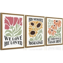 Hieng 3 Pcs Blue Floral Canvas Wall Art, Elegant Navy Blue Wildflower Lily Daisy Art Wall Decor, Watercolor Botanical Flower Home Poster Art Prints for Living Room Bedroom Bathroom