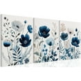 thumbnail image 1 of Hieng 3 Pcs Blue Floral Canvas Wall Art, Elegant Navy Blue Wildflower Lily Daisy Art Wall Decor, Watercolor Botanical Flower Home Poster Art Prints for Living Room Bedroom Bathroom, 1 of 5