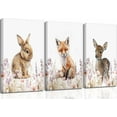 thumbnail image 1 of Hieng 3 Pcs Safari Animals Nursery Canvas Wall Art Girl Animal Floral Woodland Watercolor Prints Pictures Wall Decor Rabbit Fox Deer Watercolor Poster Printing Artwork for Girls Room Home Decoration, 1 of 6