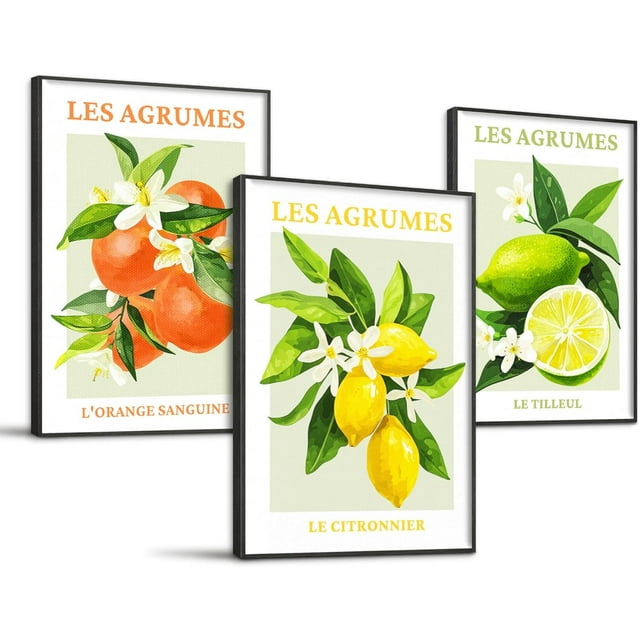 Hieng 3 Piece Lotus Flower Canvas Wall Art for Living Room, Blue Floral