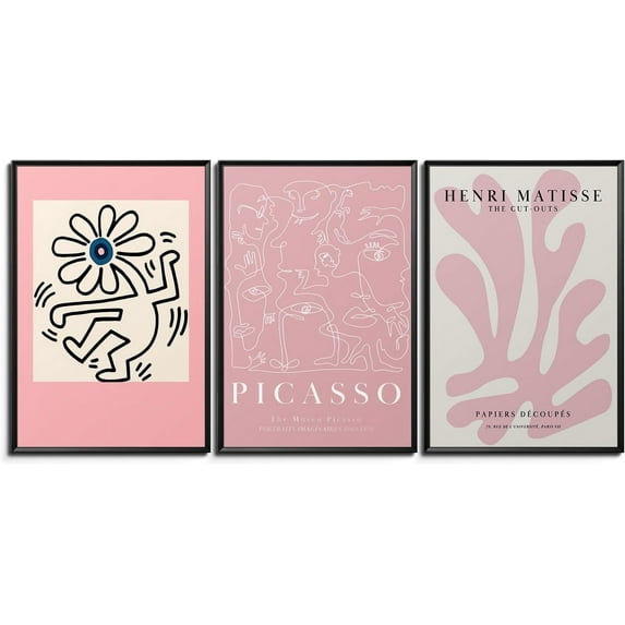 Hieng 3 Piece large Black and White Wall Art, Abstract Pictures Wall Decor Modern Wall Paintings Minimalist Canvas Prints, Home Artwork - Living Room Dining Room Office Framed 16x24 inch