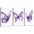 thumbnail image 1 of Hieng 3 Pieces Butterfly Wall Art Purple Butterfly Pictures Rustic Floral Canvas Prints Abstract Nature Insect Paintings for Girls Room Home Decor Unframed, 1 of 6