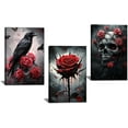 thumbnail image 1 of Hieng 3 Pieces Gothic Canvas Wall Art Red Rose Pictures Halloween Skull & Crow Poster Prints Black Romantic Paintings Dark Flowers Artwork for Home Decor, 1 of 6