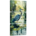 thumbnail image 1 of Hieng 3 Pieces Heron Wall Art Coastal Bird Paintings Blue Heron Pictures Beach Crane Canvas Prints Seaside Animal Artwork for Bathroom Farmhouse Decor Unframed, 1 of 6