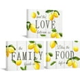 thumbnail image 1 of Hieng 3 Pieces Lemon Wall Art Farmhouse Yellow Kitchen Decor Love Family Food Positive Quotes Paintings for Kichen Dining Room Pantry (only canvas), 1 of 6