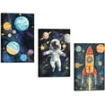 thumbnail image 1 of Hieng 3 Pieces Space Wall Art Astronaut Pictures Rocket Canvas Prints Space Adventure Theme Paintings Explore Dream Galaxy Artwork for Kids Room Decor Unframed, 1 of 6