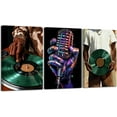 thumbnail image 1 of Hieng 3 Pieces Vinyl Record Wall Art Black Man DJ Pictures Vintage Record Player Canvas Prints African American Music Painting Hip-Hop Artwork for Bar Decor Unframed, 1 of 6