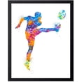 thumbnail image 1 of Hieng 3Piece Sports Poster Soccer Print Silhouette & Athlete Art Soccer Player Watercolor & Physical Education Colorful Gym or Office UNFRAMED Wall Decor, 1 of 6