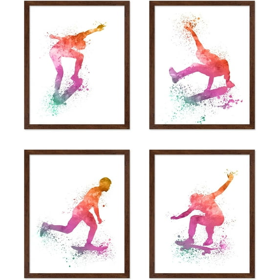 Hieng 3Piece Sports Poster Soccer Print Silhouette & Athlete Art Soccer Player Watercolor & Physical Education Colorful Gym or Office UNFRAMED Wall Decor
