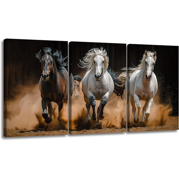Hieng 3Pieces Animal Canvas Wall Art Decor Set Modern Giclee Artwork Painting Abstract Colorful Horses Wall Art for Living Room Home Decoration Unframed