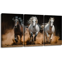 Hieng 3Pieces Animal Canvas Wall Art Decor Set Modern Giclee Artwork Painting Abstract Colorful Horses Wall Art for Living Room Home Decoration Unframed