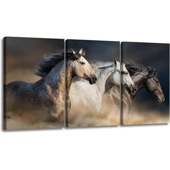 Hieng 3Pieces Animal Canvas Wall Art Decor Set Modern Giclee Artwork Painting Abstract Colorful Horses Wall Art for Living Room Home Decoration Unframed