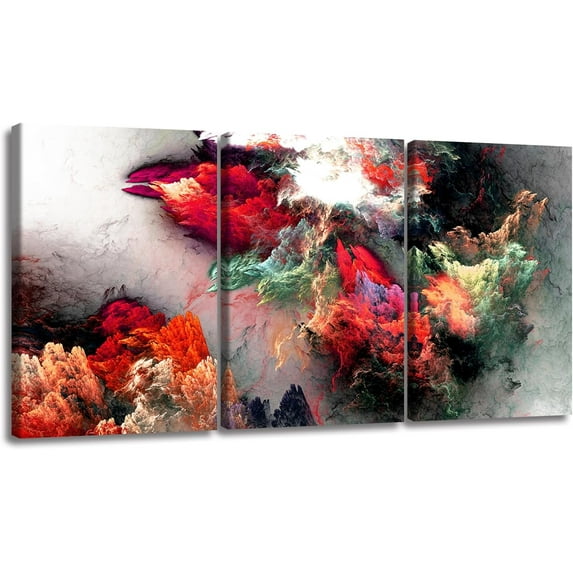 Hieng 3Pieces Canvas Wall Art Decor Modern Artwork Print Abstract Colorful Brushstrokes Landscape Painting Poster Wall Art for Living Room Home Decoration（Only canvas）