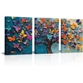 thumbnail image 1 of Hieng 3s Butterfly Wall Art Canvas Prints Colorful Tree of Life Pictures Oil Painting Modern Abstract Butterfies Tree Wall Décor Artwork for Family Bedroom Bathroom Kitchen, 1 of 6