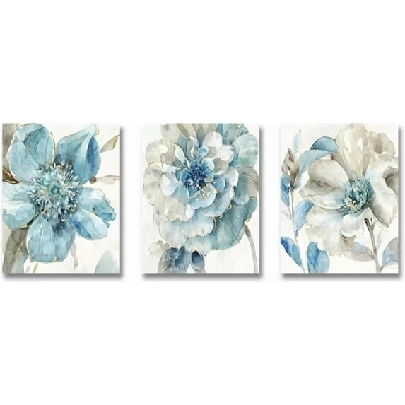 Hieng Abstract Blue Floral Canvas Painting Nordic Flower Poster and Prints Wall Art Pictures for Living Room Home Decor