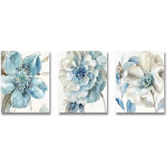 Hieng Abstract Blue Floral Canvas Painting Nordic Flower Poster and Prints Wall Art Pictures for Living Room Home Decor