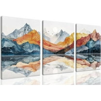 Hieng Abstract Mountain Canvas Wall Art Set of 3 Boho Watercolor Landscape Poster Picture Prints Modern Colorful Nature Painting Wall Decor for Bathroom Bedroom Living Room Office