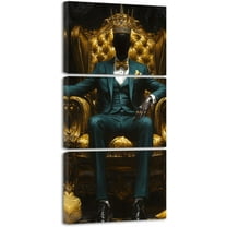 Hieng African American Canvas Wall Art 3 Pieces Black King Pictures Prints Gold Crown Artwork Afro Man Painting for Office Bedroom Decor Unframed