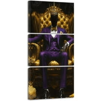 Hieng African American Canvas Wall Art 3 Pieces Black King Pictures Prints Gold Crown Artwork Afro Man Painting for Office Bedroom Decor Unframed