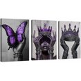 thumbnail image 1 of Hieng African American Canvas Wall Art Pieces Blue Fashion Black Art Print Black Woman Pictures with Crown African Queen Painting Home Decor Unframed, 1 of 6
