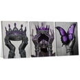thumbnail image 1 of Hieng African American Wall Art Black Woman Canvas Butterfly Queen Crown Pictures Elegant Woman Painting for Girl Decor Unframed, 1 of 6