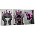 thumbnail image 1 of Hieng African American Wall Art Black Woman Canvas Butterfly Queen Crown Pictures Elegant Woman Painting for Girl Decor Unframed, 1 of 6