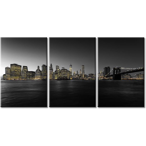 Hieng America Hawthorne Bridge Picture Canvas Paintings Wall Decor 3 Piece Black and White City Skyline Pictures Black and White Wall Art Posters and Prints
