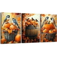 thumbnail image 1 of Hieng Autumn Wall Art 3 Pieces Pumpkin with Sparrows Picture Prints Fall Harvest Birds Canvas Painting Thanksgiving Theme Artwork for Farmhouse Decor Unframed, 1 of 6