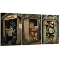 thumbnail image 1 of Hieng Bathroom Wall Art 3 Pieces Bear Moose Wolf in Outhouse Toilet Reading Pictures Forest Wildlife Canvas Prints Farmhouse Painting for Cabin Decor Unframed, 1 of 6