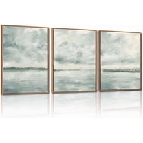 Hieng Beach Canvas Wall Art Set, Palm Tree Surfboard Seascape Wall Decor, Ocean Surfing Wall Painting, Coastal Art Print for Living Room, Bedroom, Dining Room, Bathroom （Only canvas）