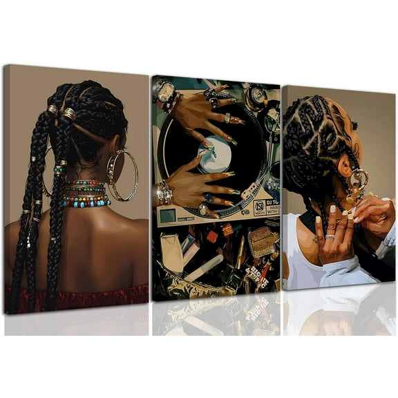 Hieng Black Girl Poster African American Wall Art Decor Paintings Fashion Abstract Black Woman Poster Canvas Prints Pictures for Living Room Bedroom Unframed